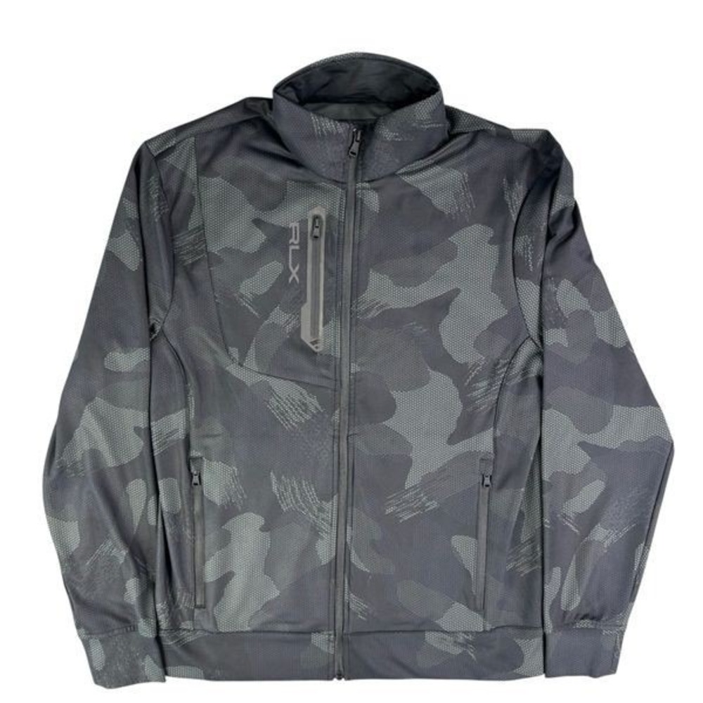 RLX Ralph Lauren Performance Jacket Mens Small Black Camo Golf Full Zip NEW